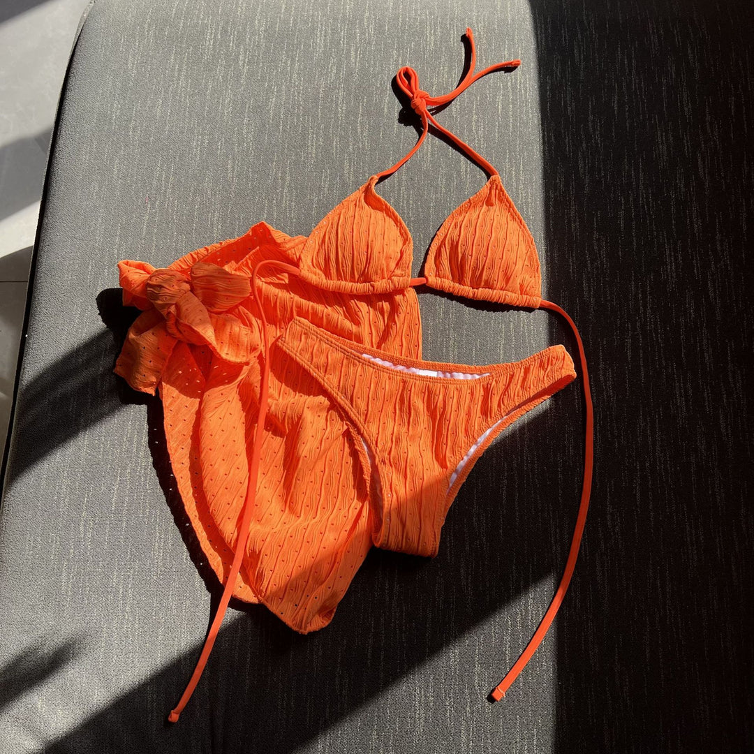 Damen Bikini-Set mit leicht glänzendem Design und verspieltem Wickelrock R&B
