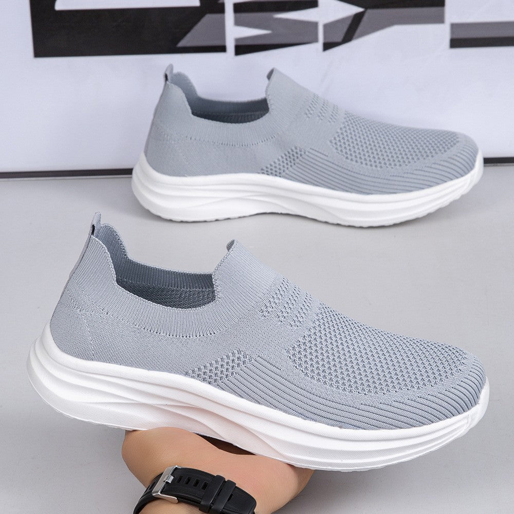 Damen nan gestrickter Sockensneaker mit stoßdämpfender Keilsohle und nahtlosem Slip-On R&B