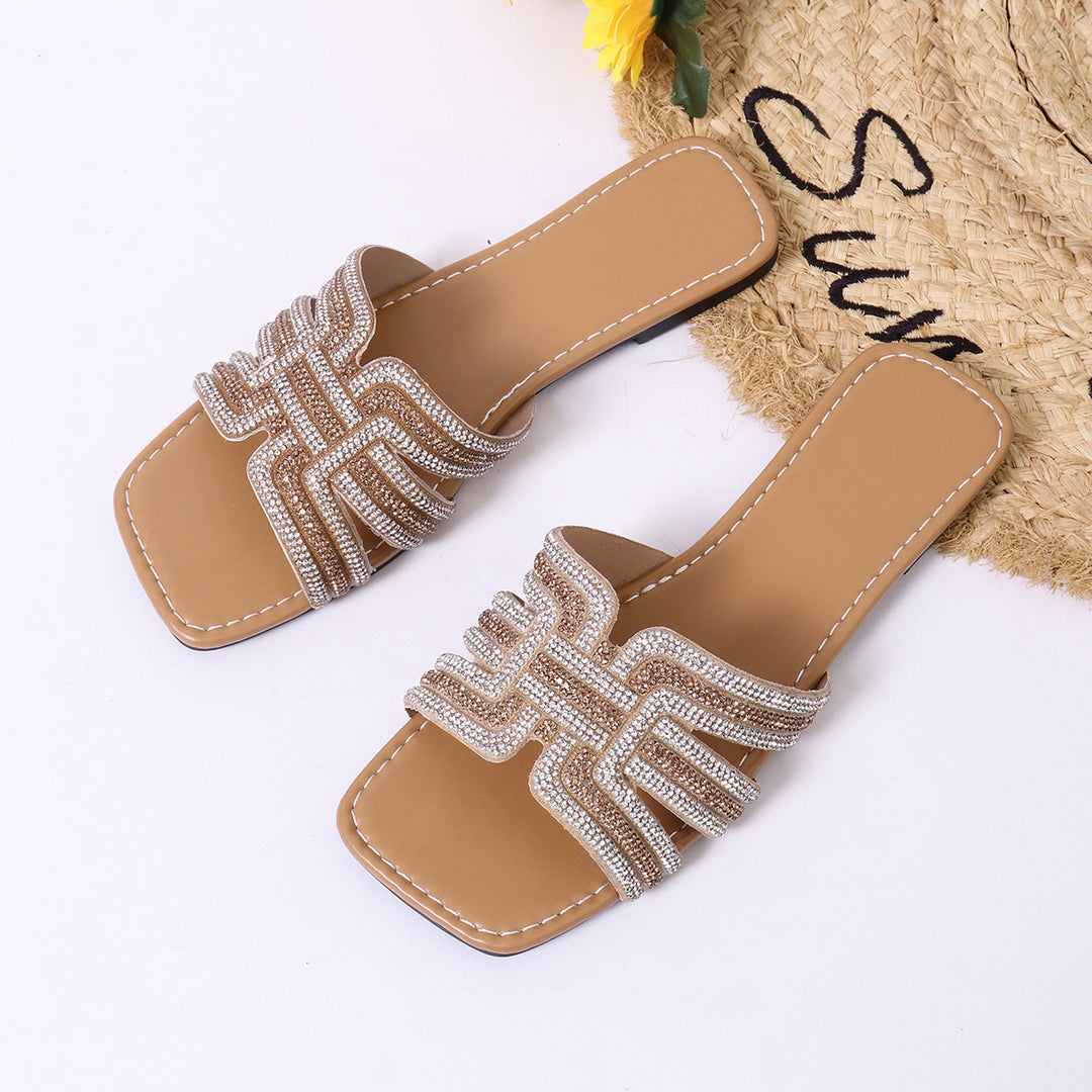 Damen elegante Strandsandalen mit glitzernden Applikationen R&B