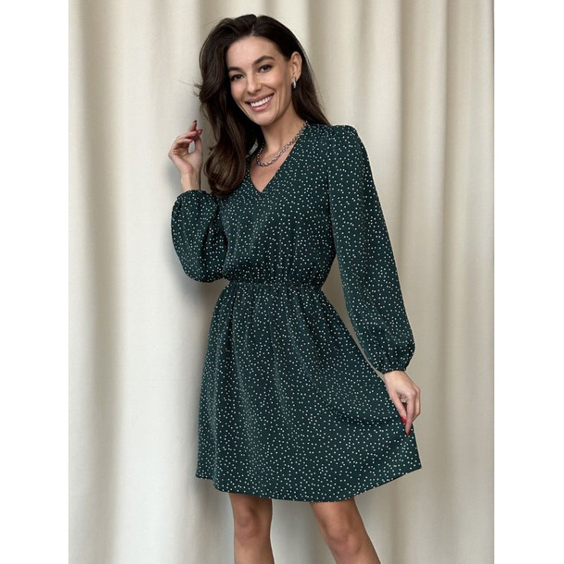 Damen Chiffon-Kleid mit V-Ausschnitt und ballonartigen Ärmeln R&B
