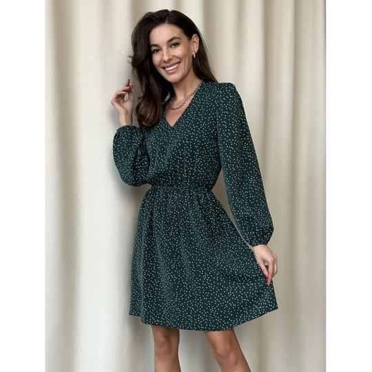 Damen Chiffon-Kleid mit V-Ausschnitt und ballonartigen Ärmeln R&B