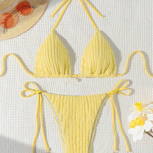 Damen Triangle-Bikini mit strukturiertem Design und verstellbaren Trägern R&B