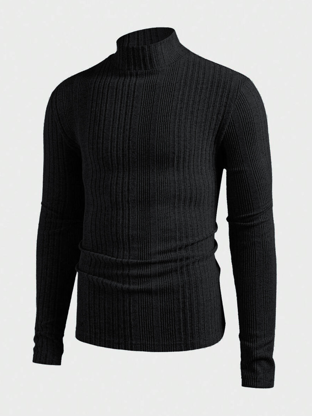 Herren Strickpullover mit hohem Kragen und Rippstruktur R&B