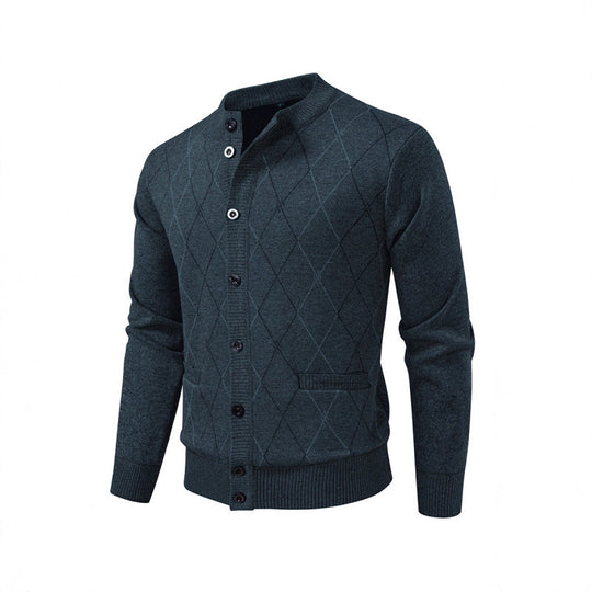 Herren Strickjacke mit modernem Rautenmuster Heidi-Mode