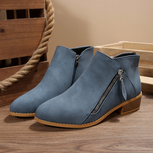 Damen elegante Stiefeletten mit seitlichem Reißverschluss und komfortabler Laufsohle R&B