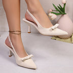 Damen Slingback Pumps mit elegantem Schleifenakzent und feinem Absatz R&B