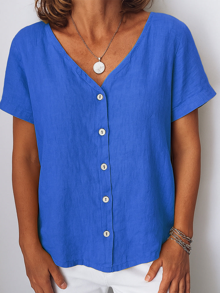 Damen Leinenbluse mit Knopfdetails R&B