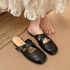 Damen Modische Hausschuhe mit eleganten Schnallen und luftiger Perforation R&B