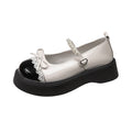 Damen Elegante Plattform-Ballerinas mit funkelnden Perlen und Schleifen-Detail R&B