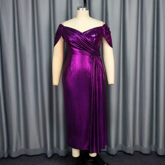 Damen Elegantes Abendkleid mit schimmerndem Wickel-Design und Zierpailletten R&B