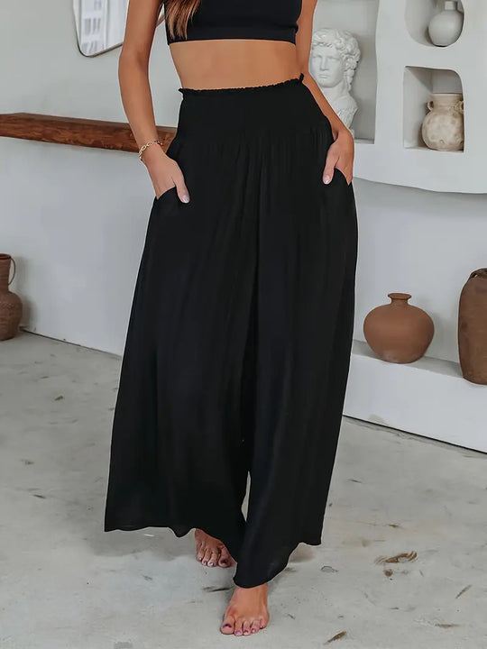 Damen Luftige Palazzo-Hose mit elastischem Bund R&B