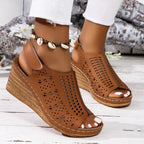 Damen Komfortable Wedge-Sandalen mit luftiger Netzstruktur R&B