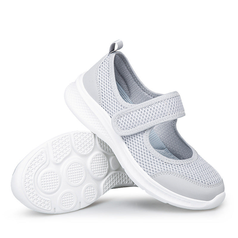 Damen nan Klett-Riemen-Sneaker im Ballerina-Stil mit atmungsaktivem Meshoberteil und flexibler Leichtsohle R&B