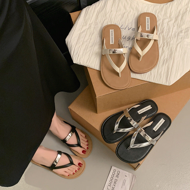 Damen elegante Flip-Flops mit funkelndem Schmuckdetail EB