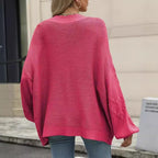 Damen Strickjacke mit Ballonärmeln und strukturierter Maschenoptik R&B