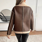Damen Kurzjacke mit Kunstfellbesatz und praktischen Taschen R&B