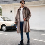 Herren Luxuriöser Kunstpelzmantel mit voluminösem Kragen und harmonischem Design R&B
