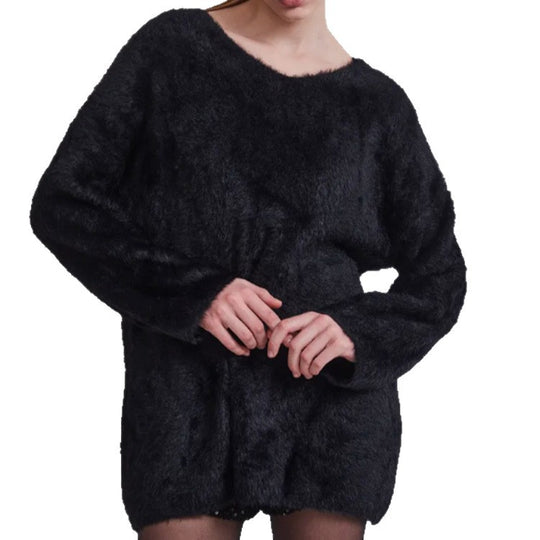 Damen Flauschiger V-Ausschnitt Pullover aus hochwertigem Material R&B