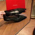 Damen spitze Ballerinas mit Glitzerakzenten und komfortablem Innenfutter
