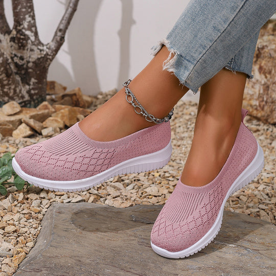 Damen Bequeme Strick-Sneaker mit elastischem Einstieg R&B