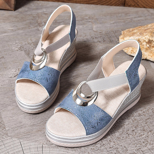 Damen modische Plateau-Sandalen mit stylishem Verschluss R&B