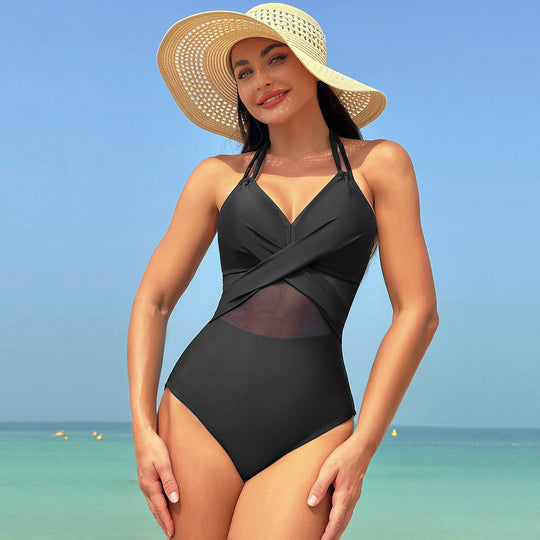 Damen Einteiliger Badeanzug mit stylishen Mesh-Elementen R&B