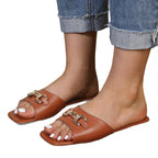 Damen modische Slipper mit trendigem Klettverschluss und glänzenden Akzenten R&B