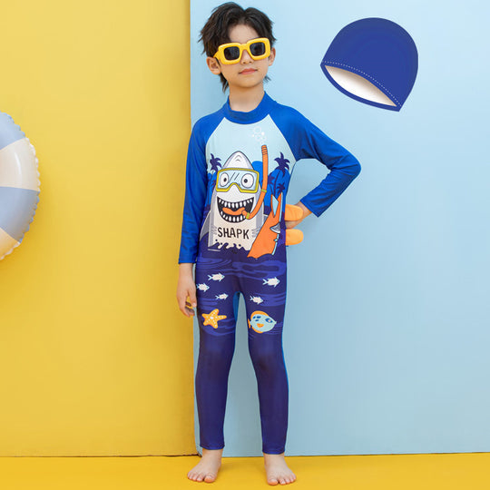 Jungen UV-Schutz Schwimmanzug mit langen Ärmeln und süßem Dinosaurier-Motiv R&B