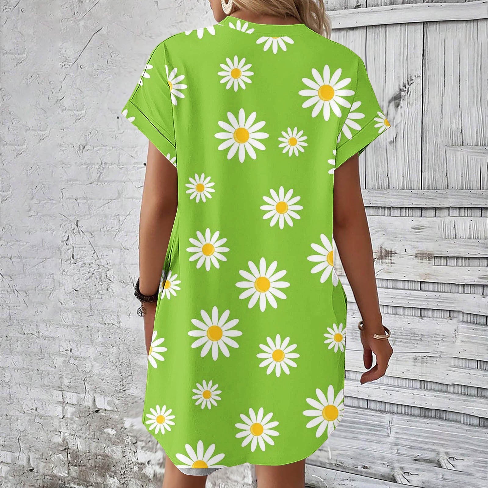 Damen lässiges Sommerkleid mit Blumenmuster und praktischen Taschen R&B