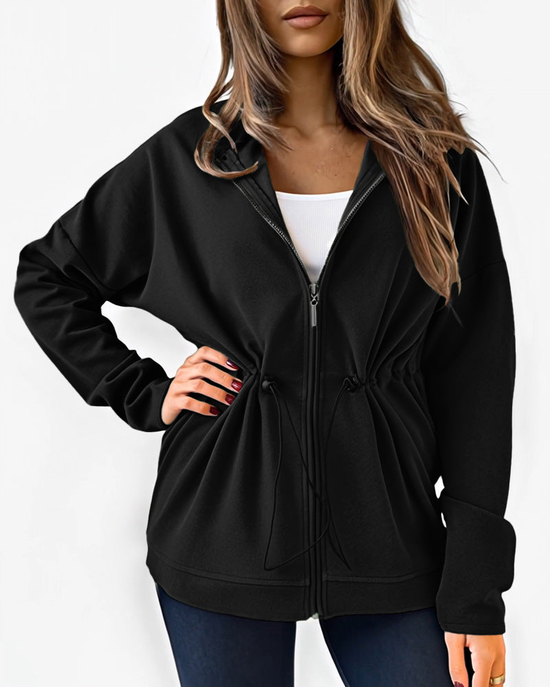 Damen lässige Kapuzenjacke mit regulierbarem Bund R&B