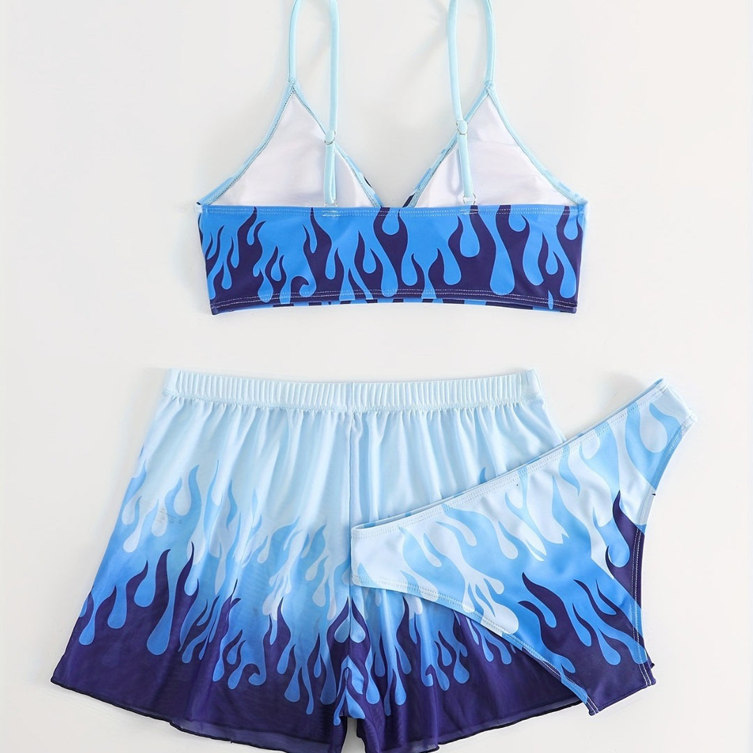 Damen Triangel-Bikini mit aufregendem Flammenmuster R&B