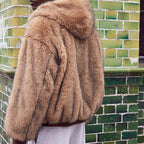 Damen modische Kunstpelzjacke mit praktischer Kapuze