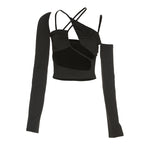 Damen figurbetontes Cut-Out Oberteil mit asymmetrischem Design R&B