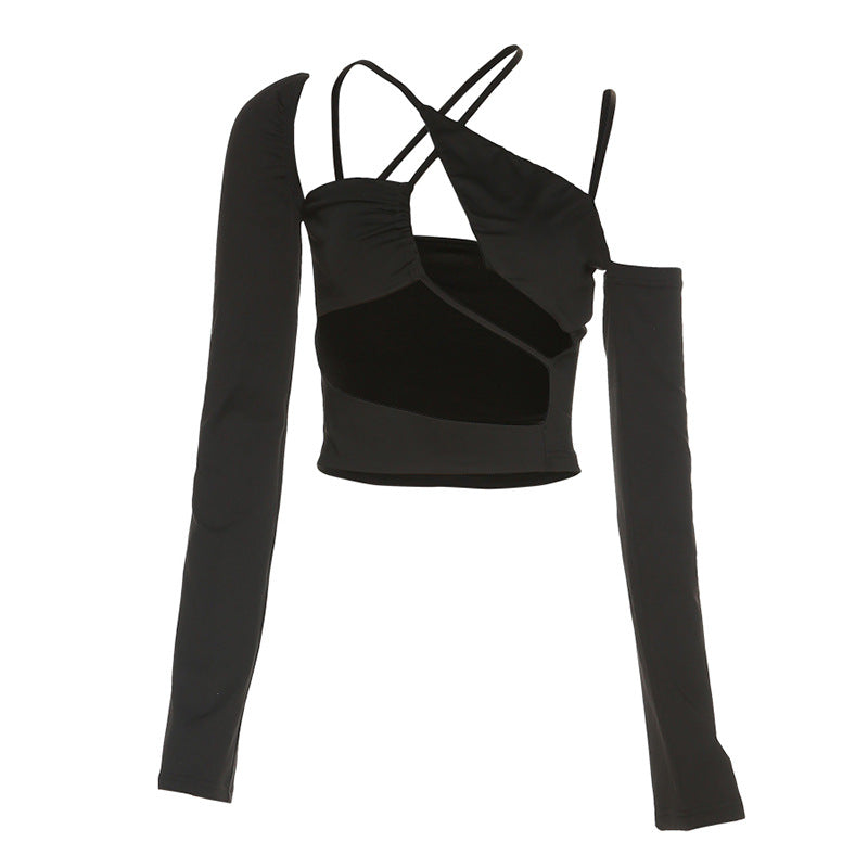 Damen figurbetontes Cut-Out Oberteil mit asymmetrischem Design R&B
