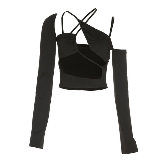 Damen figurbetontes Cut-Out Oberteil mit asymmetrischem Design R&B