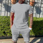 Herren nan sportliches Freizeitset aus Baumwolljersey mit Rundhalsshirt und Kordel-Kurzhose R&B
