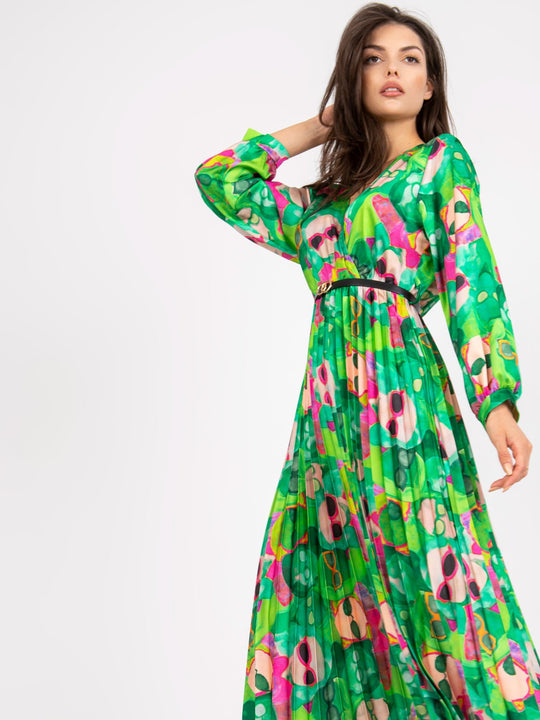 Damen Plisseekleid mit Wellenmuster und tailliertem Design R&B