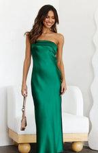 Damen Elegantes Maxikleid aus satinähnlichem Material R&B