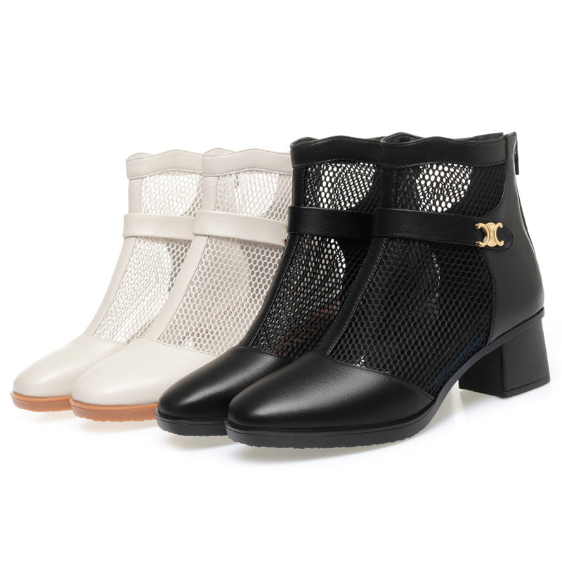 Damen Stiefeletten mit Netzdesign und komfortablem Blockabsatz R&B