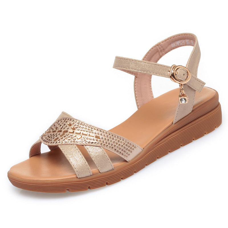 Damen Plateau-Sandaletten mit elegantem Riemendesign und funkelndem Schmuckdetail R&B