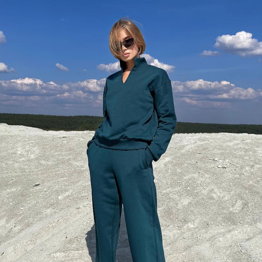 Damen modischer Sweatshirt mit V-Ausschnitt und optimierter Passform R&B