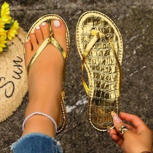 Damen Glamouröse Zehentrenner mit glänzendem Design R&B