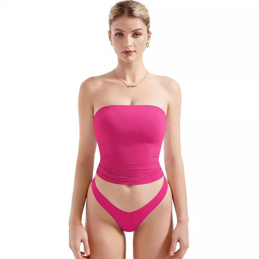 Damen Bandeau Bikini-Set mit modischem High-Waist-Schnitt R&B