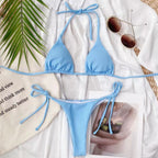 Damen Triangel-Bikini mit verstellbaren BindR&Bändern und Rippstrick R&B