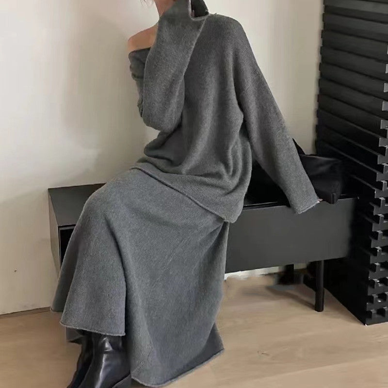 Damen Elegante Oversized-Strickkleid mit Off-Shoulder-Design