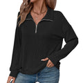 Damen lässiger Pullover mit Reißverschluss und gestreiftem Design R&B