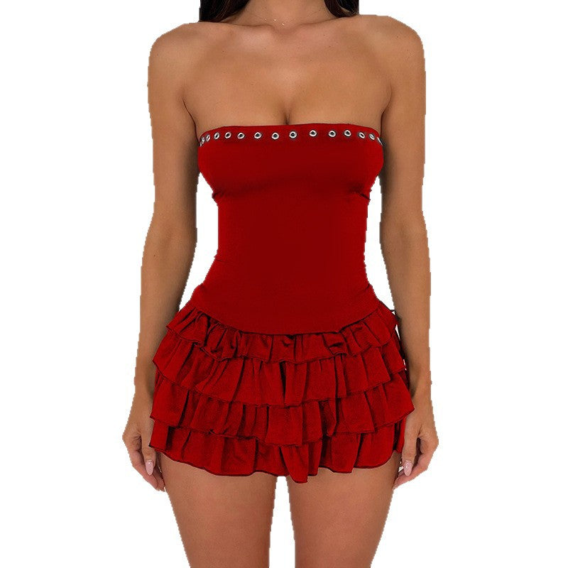 Damen Off-Shoulder Badeanzug mit Rüschen und Ringdetails R&B