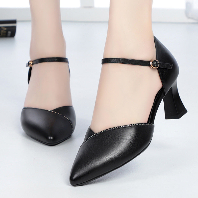 Damen schicke Pumps mit elegantem Riemen und komfortablem Blockabsatz R&B