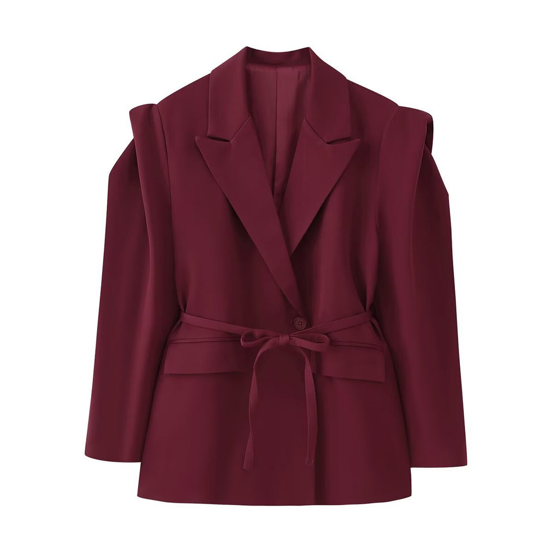 Damen eleganter Oversized-Blazer mit Gürteldetail R&B