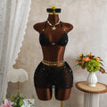 Damen Triangel-Bikini mit transparentem Überrock und funkelnden Details R&B